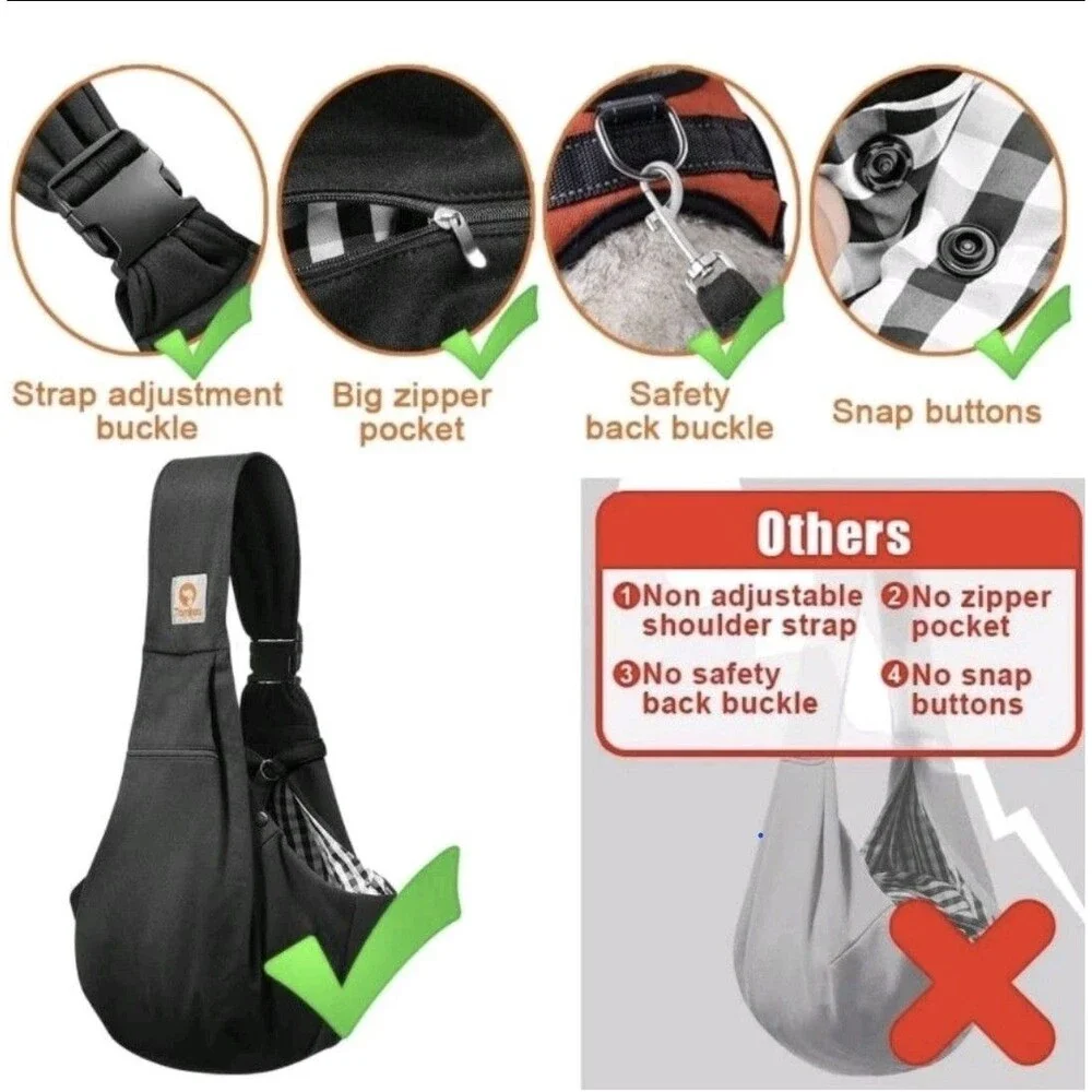 TOMKAS Dog Sling Carrier for Small Dogs Puppy Carrier for Small Dogs Black